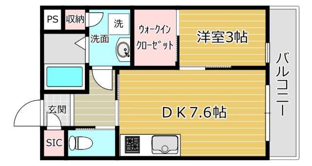 キニスム東五百住(1LDK/1階)の間取り写真