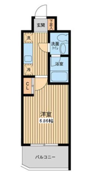 プロスペクト門前仲町(1K/5階)の間取り写真