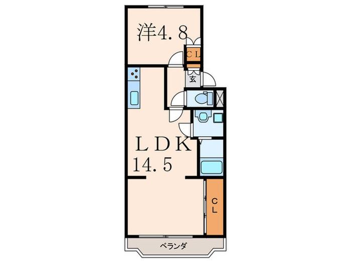 テラスフローラI(1LDK/1階)の間取り写真