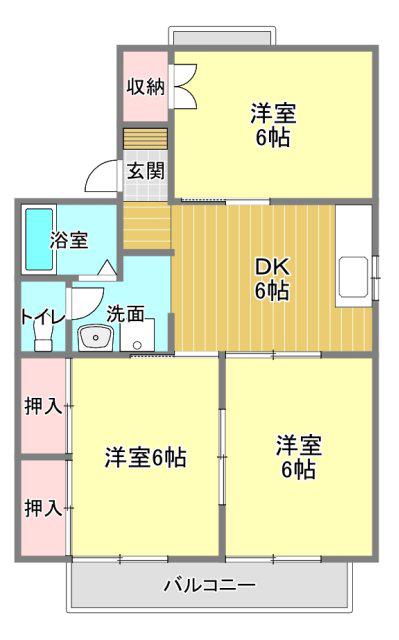 セジュール歩絵夢(3DK/2階)の間取り写真