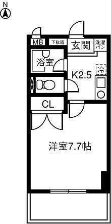 第2サクラマンション中央(1K/4階)の間取り写真