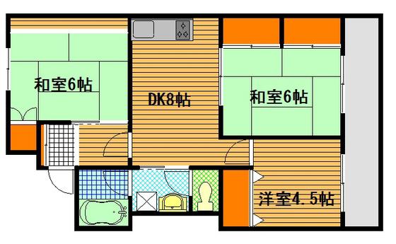 サンシャイン住吉(3DK/2階)の間取り写真