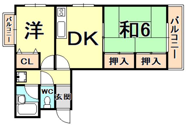 甲子園町アーバンリズ(2DK/3階)の間取り写真