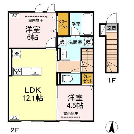 TORISIA青森中央(2LDK/2階)の間取り写真