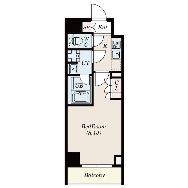 S-RESIDENCE 三田慶大前(1K/4階)の間取り写真