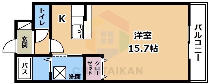 CYGNUS(ワンルーム/1階)の間取り写真