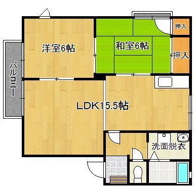 アーバンライフ美しが丘(2LDK/2階)の間取り写真