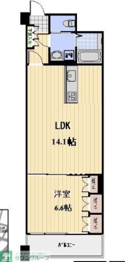 グランカーサ浅草(1LDK/3階)の間取り写真