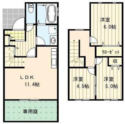 トレステーラ千樹(3LDK/1階)の間取り写真