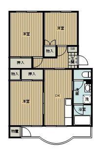 京王清新マンションC(3DK/3階)の間取り写真