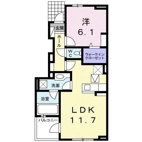 ヘヴン フィールドII A(1LDK/1階)の間取り写真