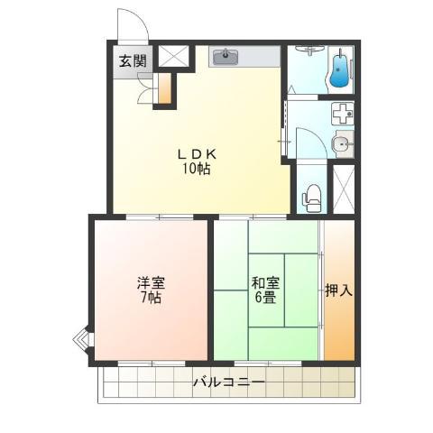 センチュリーロイヤル北畠(2LDK/5階)の間取り写真