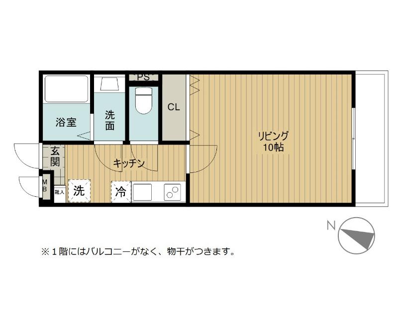 MOND小張木(1K/3階)の間取り写真