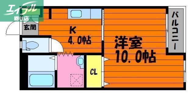 オアシス六番館(1K/2階)の間取り写真