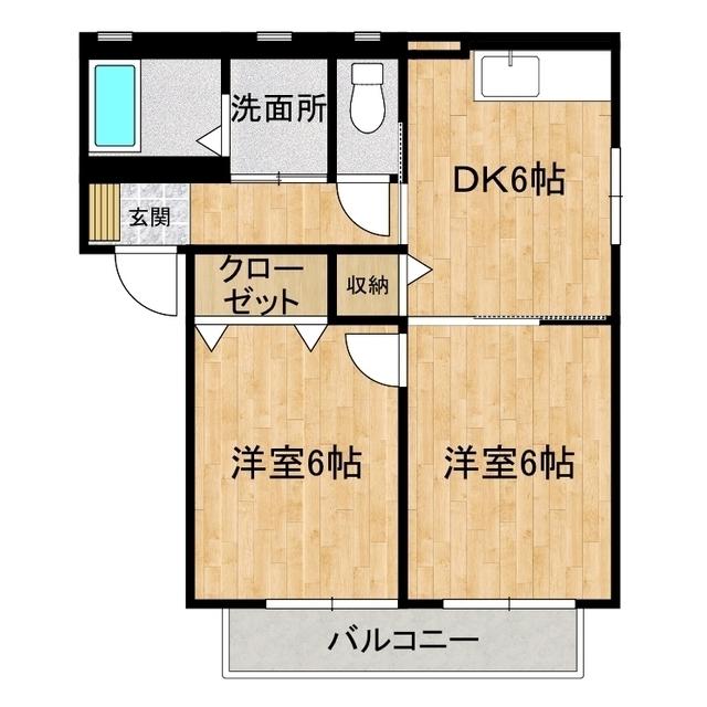グランシードB(2DK/1階)の間取り写真