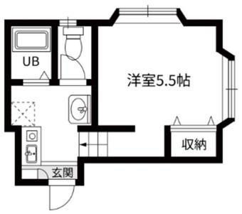 PRIME HILLS(1K/2階)の間取り写真