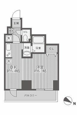 レジディア蒲田(1DK/8階)の間取り写真