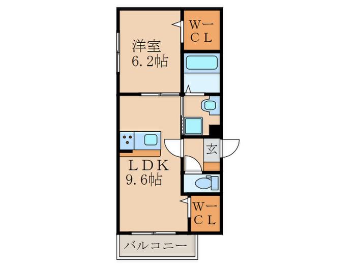 ベルフォーレ片山(1LDK/1階)の間取り写真