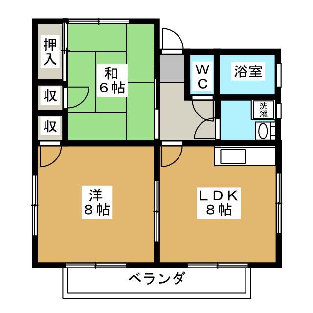 陣屋ハイツI(2DK/1階)の間取り写真