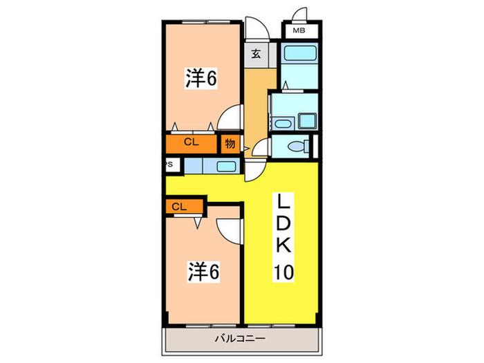 グリーンコート西田(2LDK/3階)の間取り写真