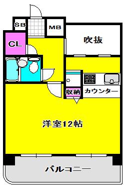 サンコーロイヤル(1K/4階)の間取り写真