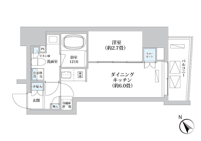 LUMA高輪(1DK/3階)の間取り写真