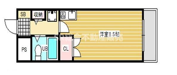 メゾン朝日八戸ノ里 UB(ワンルーム/2階)の間取り写真