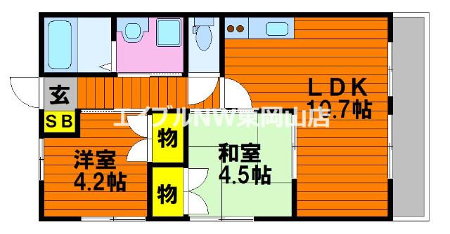 グリーンハイツ(2LDK/2階)の間取り写真