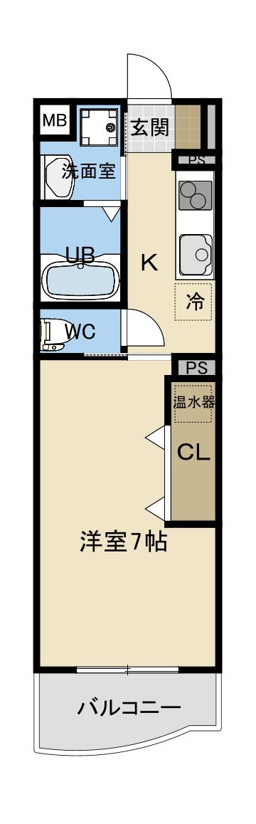 サンハイム川岸町(1K/3階)の間取り写真
