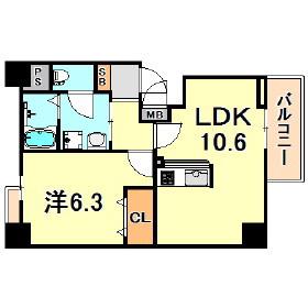 グランブル3(1LDK/3階)の間取り写真