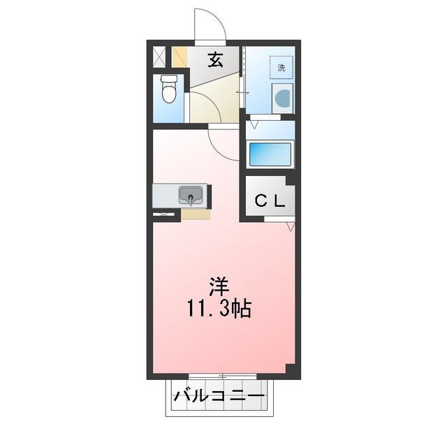マルベリーI(ワンルーム/1階)の間取り写真