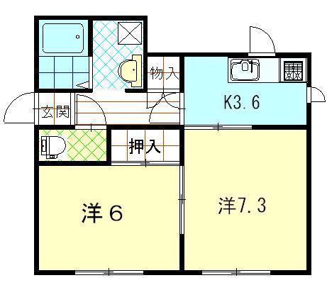 コーポアイリス(2K/1階)の間取り写真