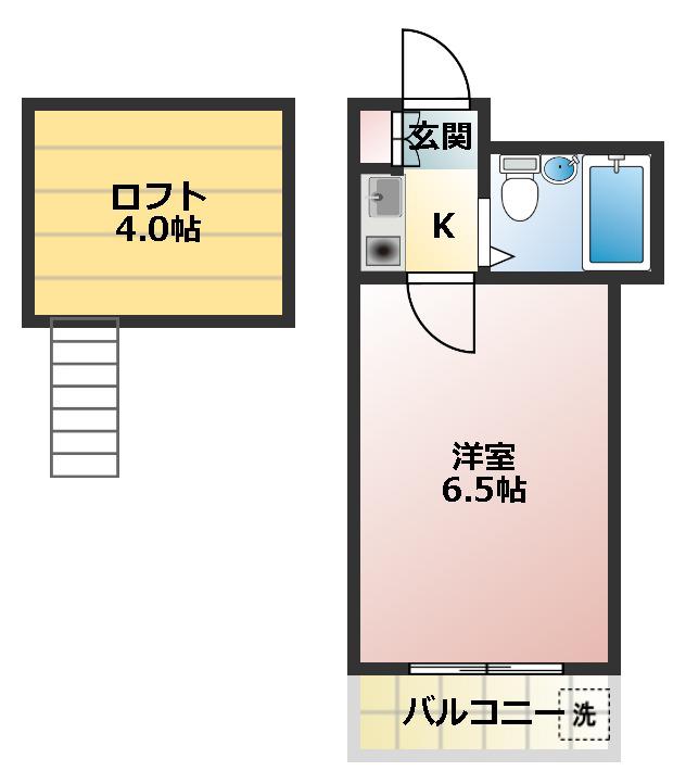 ハーモニーハイツ(1K/2階)の間取り写真