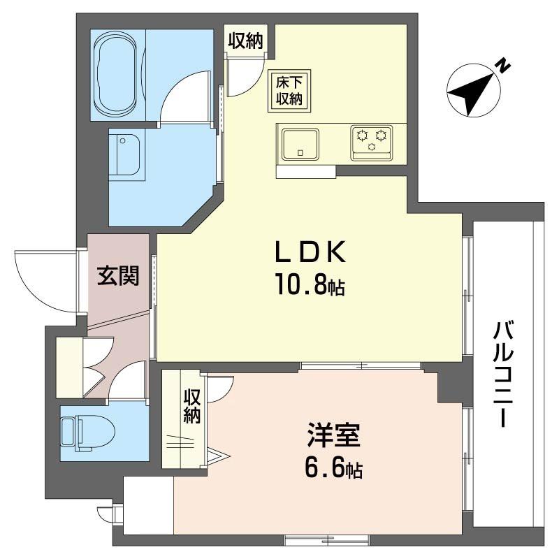 レジアヒル東中野(1LDK/1階)の間取り写真
