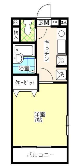 ソレアード平井(1K/2階)の間取り写真