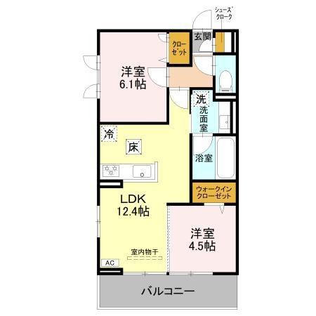 ノースガーデンM(2LDK/1階)の間取り写真