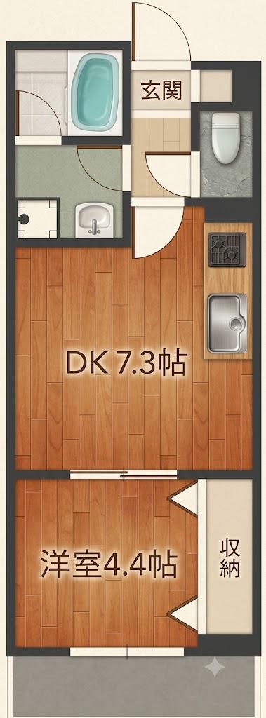 シャーブル光が丘(1DK/1階)の間取り写真