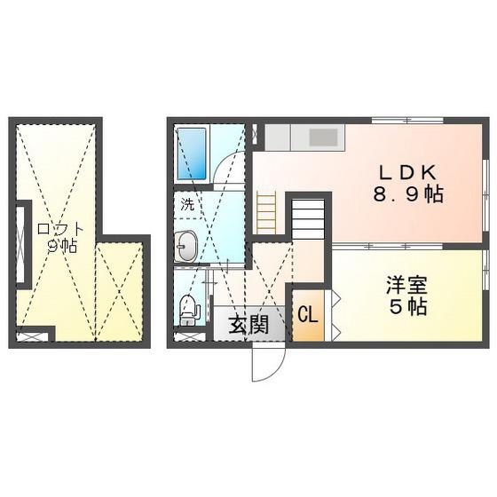 スマイシアAPARTMENT西篠町(1LDK/1階)の間取り写真