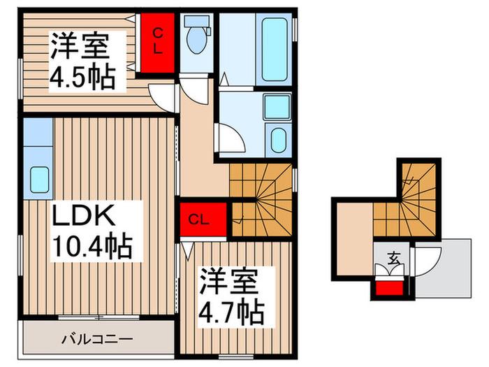 ジャルディニエ(2LDK/2階)の間取り写真