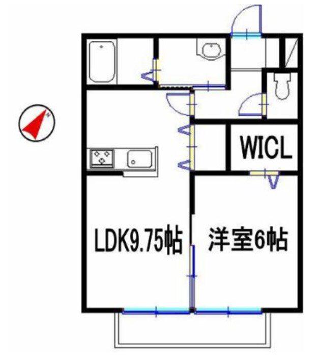 アビタシオン(1LDK/1階)の間取り写真