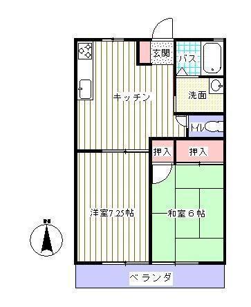 聖陵ハイツ(2DK/1階)の間取り写真