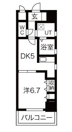 プレジール三ノ宮II(1DK/8階)の間取り写真