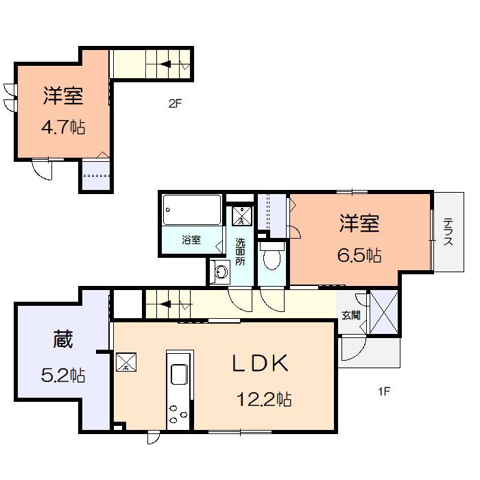 ベアフルールA棟(2LDK/1階)の間取り写真