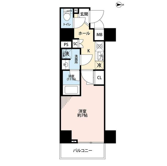プレール・ドゥーク住吉IV(1K/7階)の間取り写真