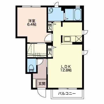 アイ・メゾン B棟(1LDK/1階)の間取り写真