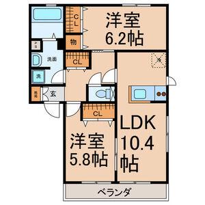 サンハイツ A・B・C(2LDK/2階)の間取り写真