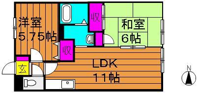 CALMHILLS2番館(2LDK/1階)の間取り写真