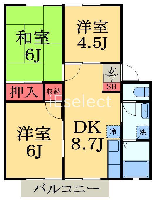サンヴィレッジおゆみ野E(3DK/1階)の間取り写真