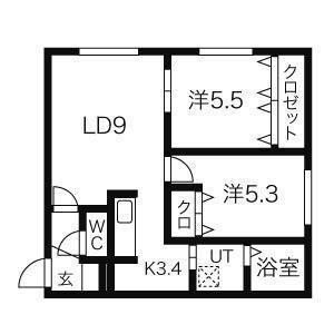 ルシエル (2LDK/4階)の間取り写真