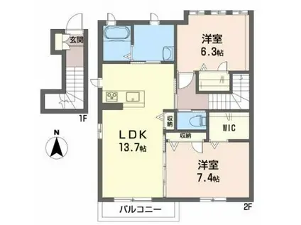 アルカ・フトーラII A棟(2LDK/2階)の間取り写真